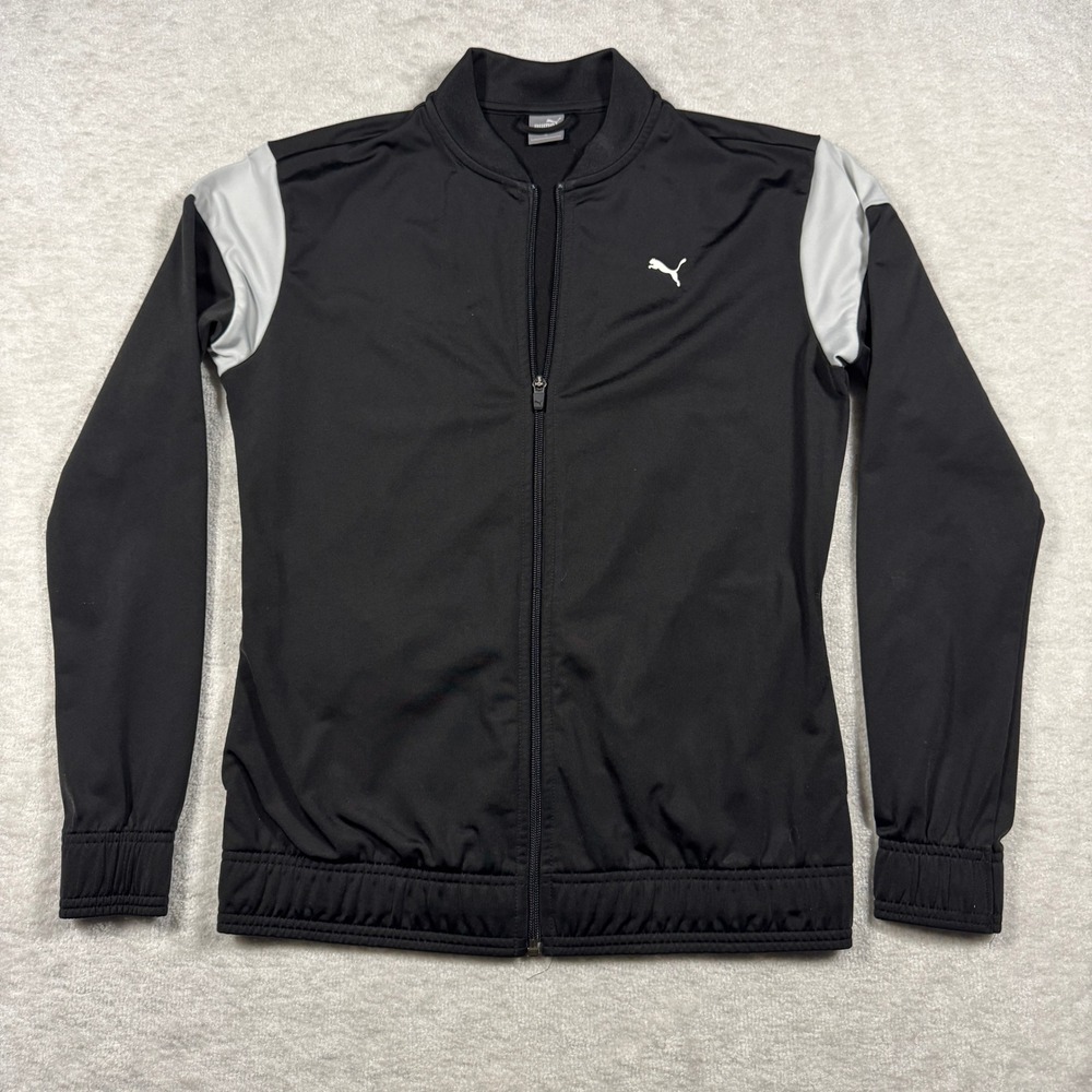 Puma Kids Black Grey Full Zip Track Jacket XL Asia Athletic‎ Sportswear